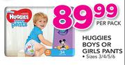 Huggies Boys Or Girls Pants Size 3/4/5/6-Per Pack