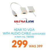 Ultralink HDMI To VGA With Audio Cable 
