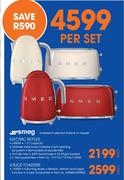 Smeg 1.7Ltr Electric Kettles + 4 Slice Toasters-Per Set