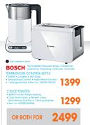 Bosch Temperature Control Kettle + 2 Slice Toaster-Per Set