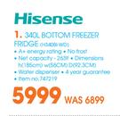 Hisense 340Ltr Bottom Freezer Fridge H340BI-WD