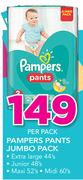 Pampers Pants Jumbo Pack(Extra Large 44's/Junior 48's/Maxi 52's/Midi 60's)-Per Pack