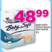 Baby Soft Toilet Rolls 2 Ply White-9's