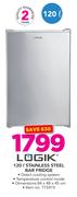Logik 120Ltr Stainless Steel Bar Fridge
