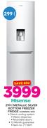Hisense 299Ltr Metallic Silver Bottom Freezer Fridge H299BME-WD