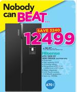 Hisense 670Ltr Side By Side Fridge H670SMI-WD