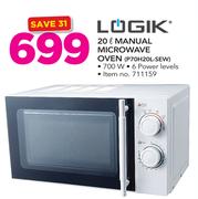 Logik 20Ltr Manual Microwave Oven P70H20L-SEW