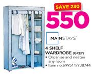 Mainstays 4 Shelf Wardrobe(Grey)