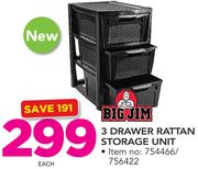 Bigjim 3 Drawer Rattan Storage Unit