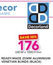 Decorland Ready-Made 25mm Aluminium Venetial Blinds(Black)-600x1000mm