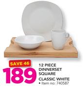 12 Piece Dinnerset Square Classic White
