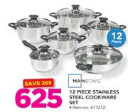 Mainstays 12 Piece Stainless Steel Cookware Set