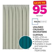 Mainstays Unlined Crushed Microfibre Curtain 230x218cm-Per Drop