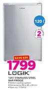 Logik 120Ltr Stainless Steel Bar Fridge