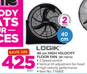 Logik 40cm High Velocity Floor fan BF-1601A