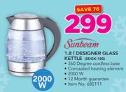 Sunbeam 1.8Ltr Designer Glass Kettle SDGK-180