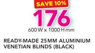 Decorland Ready Made 25MM Aluminium Venetian Blinds Black-600 W x 1000 H mm
