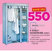 Mainstays 4 Shelf Wardrobe Grey