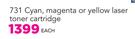 Canon 731 Cyan, Magenta Or Yellow Laser Toner Cartridge-Each