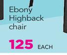 Ebony High Back Chair-Each