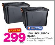 Nuware 150Ltr Rollerbox Black-Each