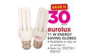 Eurolux 11W Energy Saving Globes-Each