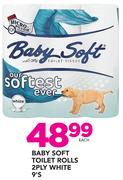 Baby Soft Toilet Rolls 2Ply White-9's  Each