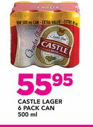 Castle Lager 6 Pack Can-500ml
