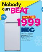 KIC 170Ltr Top Freezer Fridge 518 1