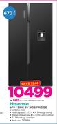 Hisense 670Ltr Side By Side Fridge H670SMI-WD