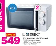 Logik 20Ltr Manual Microwave Oven P70H20L-SEW