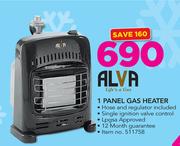 Alva 1 Panel Gas Heater With Included Hose & Regulator