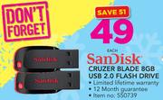 Sandisk Cruzer Blade 8GB USB 2.0 Flash Drive-Each