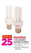 Eurolux 11W Energy saving Globes