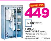 Mainstays 4 Shelf Wardrobe GREY