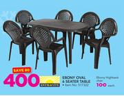 Antracite Ebony Oval 6 Seater Table