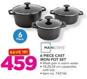 Mainstays 6 Piece Cast Iron Pot Set