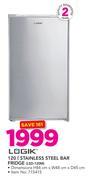 Logik 120Ltr Stainless Steel Bar Fridge LSD-120M