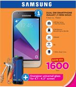 Samsung Galaxy J1 Mini Gold Dual Sim Smartphone With Energizer Universal Glass For 4.1-4.3" Screen