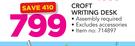 Croft Writing Desk Excluding Accessories