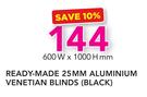 Decorland Ready-Made 25mm Aluminium Venetian Blinds (Black)-600X1000mm