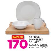 12 Piece  Dinnerset Square Classic (White)