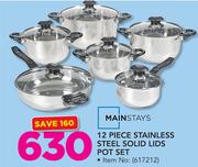 Mainstays 12 Piece Stainless Steel Solid Lids Pot Set
