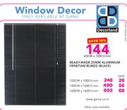 Decorland Ready-Made 25mm Aluminium Venetian Blinds (Black)-1600X1600mm