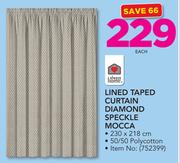 Always Home Lined Taped Curtain Diamond Speckle Mocca