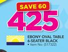 Ebony Oval Table 6-Seater Black