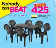 Ebony Oval Table 6-Seater Black