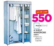 Mainstays 4 Shelf Wardrobe Grey