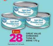 Great Value Shredded Tuna In Brine-3x170g