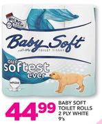 Baby Soft Toilet Rolls 2 Ply White-9's